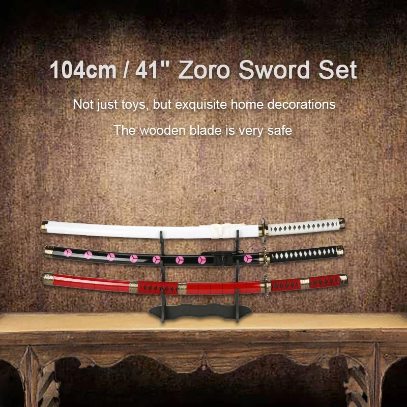 Cosplay Prop Katana - 2026 3 قطع سيوف رورونوا زورو